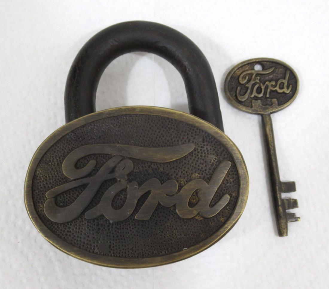 Modern Brass Ford Lock & Key: 3 1/8" x 3 3/4" x 1 1/4" lock