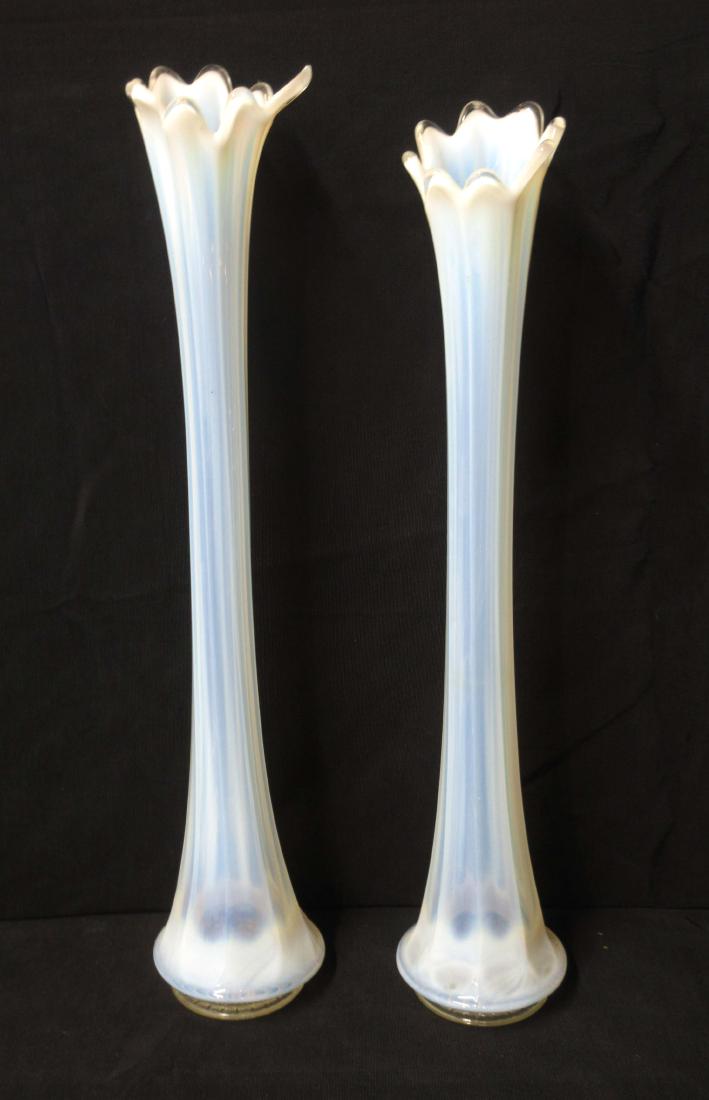 Pr Opalescent Tall Vases: 17" & 18"