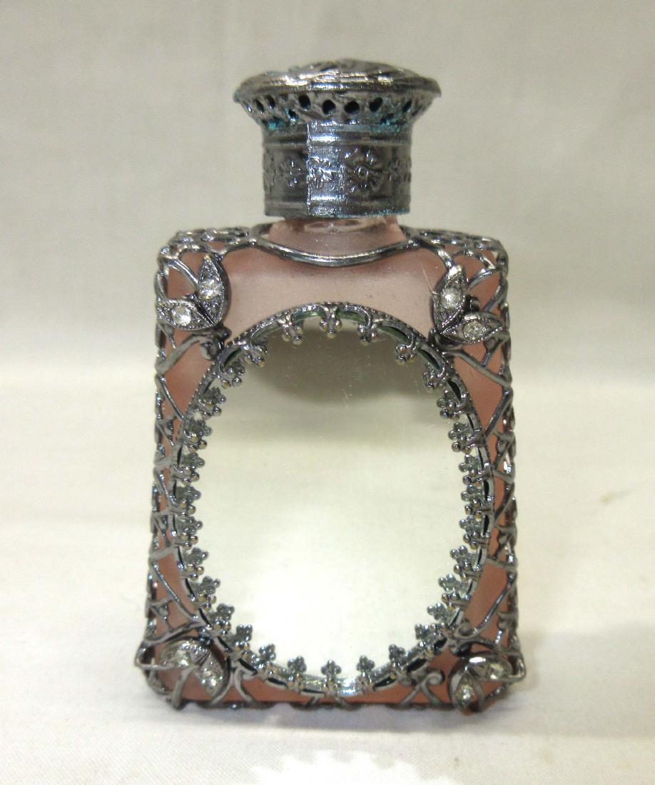 Czech. Perfume Bottle w/ Mirror: 2 1/2"T x 1 1/2"W