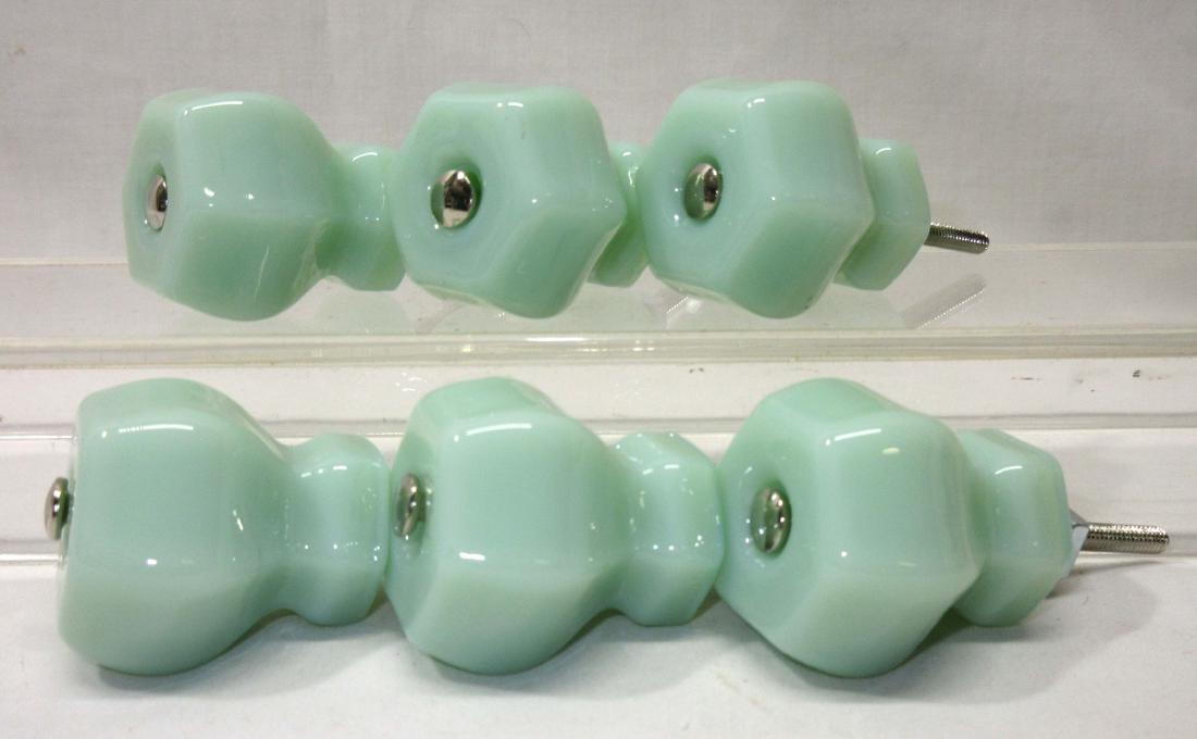 Set of 6 Jadeite Cabinet Knobs: 2"
