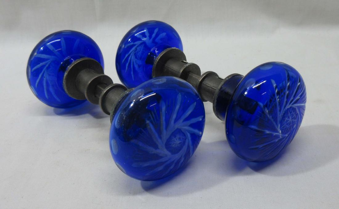 Pr Cobalt Cut to Clear Door Knob Sets: 5 1/2" x 2 1/8"
