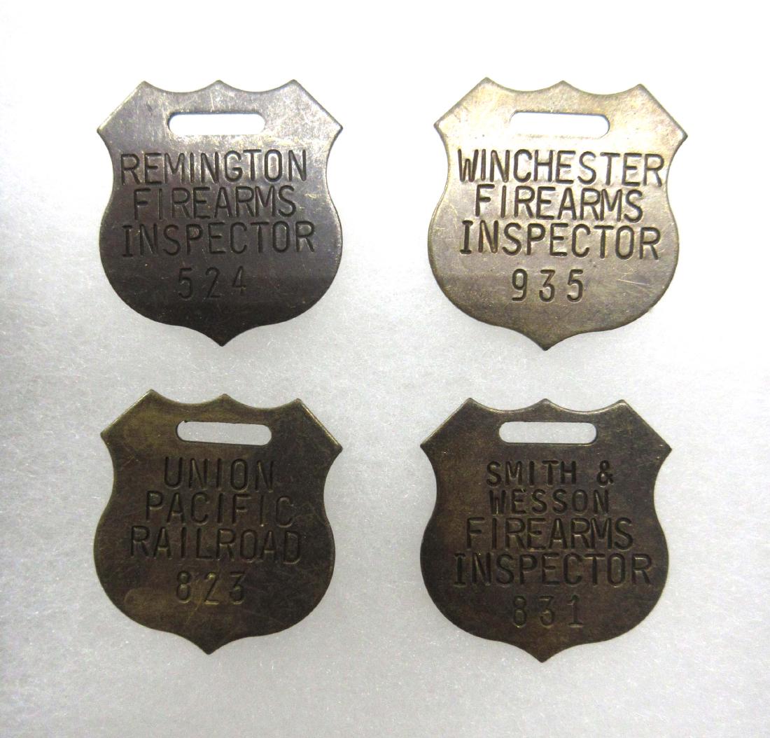 4 Modern Watch Fobs: 1 1/8", Winchester Inspector, Union Pacific RR, Remington, & Smith & Wesson Inspectors