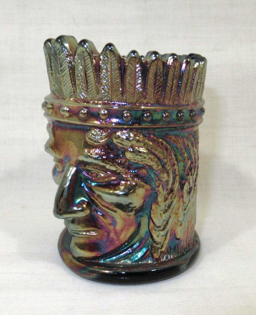 St. Clair Carnival Glass Indian Toothpick Holder: 2 3/4"T
