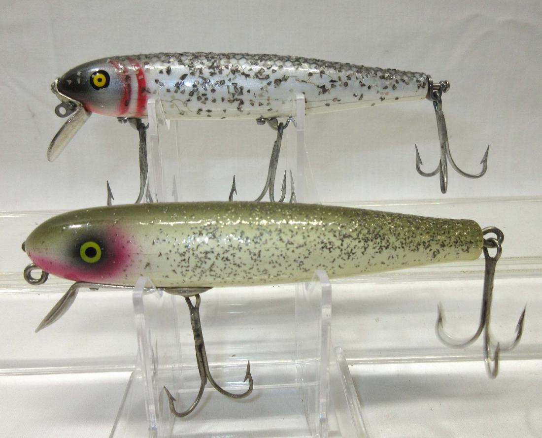 2 Vintage Wooden Paw Paw Fishing Lures: 4 1/2"L & 4 3/4"L