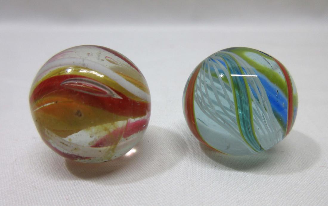 2 Hand Made German Swirl Marbles: 7/8"