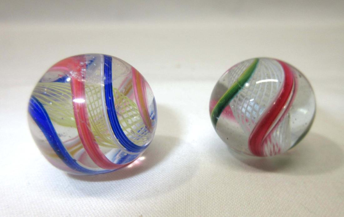 2 Hand Made German Swirl Marbles: 3/4" & 13/16"