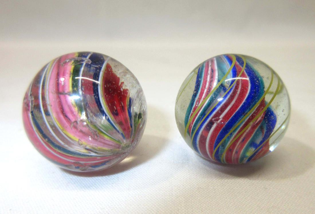 2 Hand Made German Swirl Marbles: 13/16"