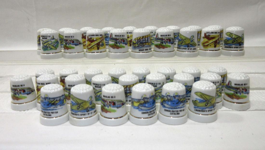 Lot of Porcelain Thimbles: 39 pc, misc airplanes