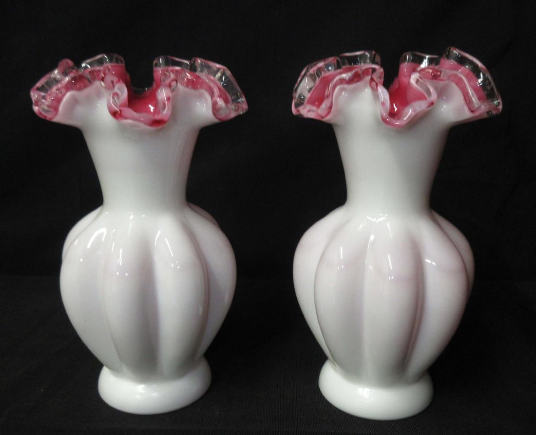 2 Fenton Silver Crest Vases: 6"T