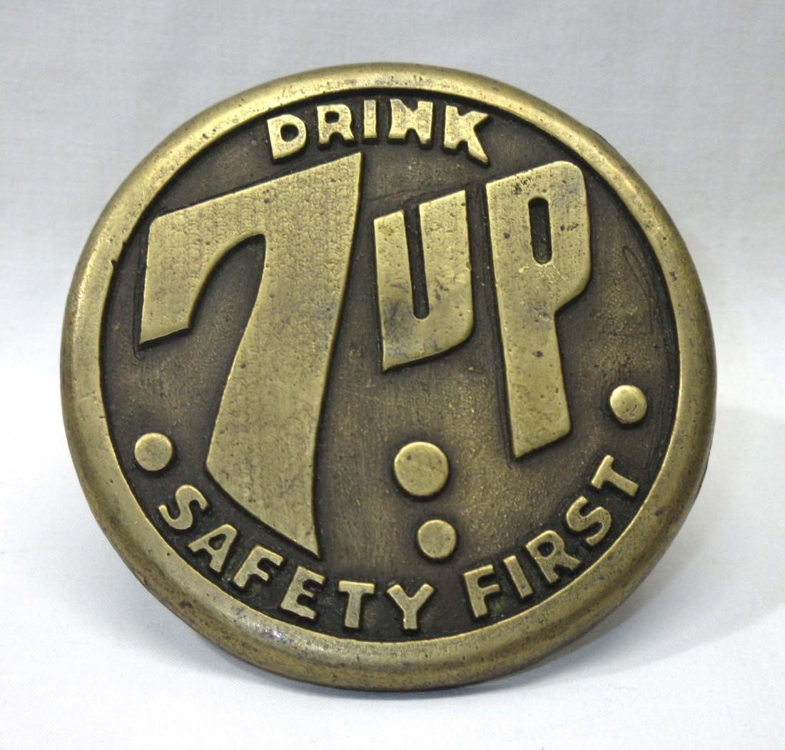 Brass 7-Up Sidewalk Marker: 3 5/8"