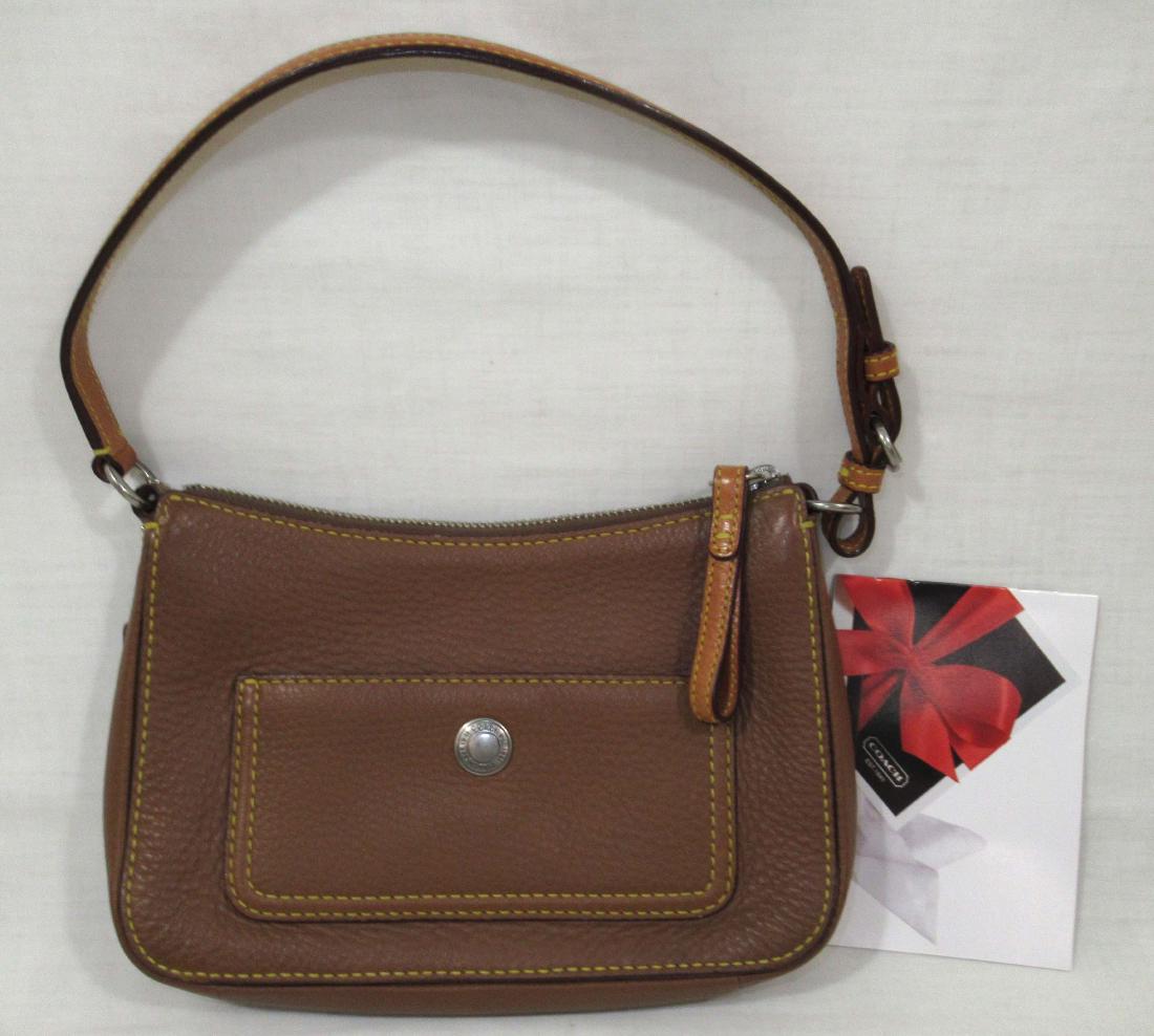 2006 "Coach" Leather Hand Bag: 9 1/2" x 6 1/2" Tawny Brown, Authentic "Coach" Leather Handbag