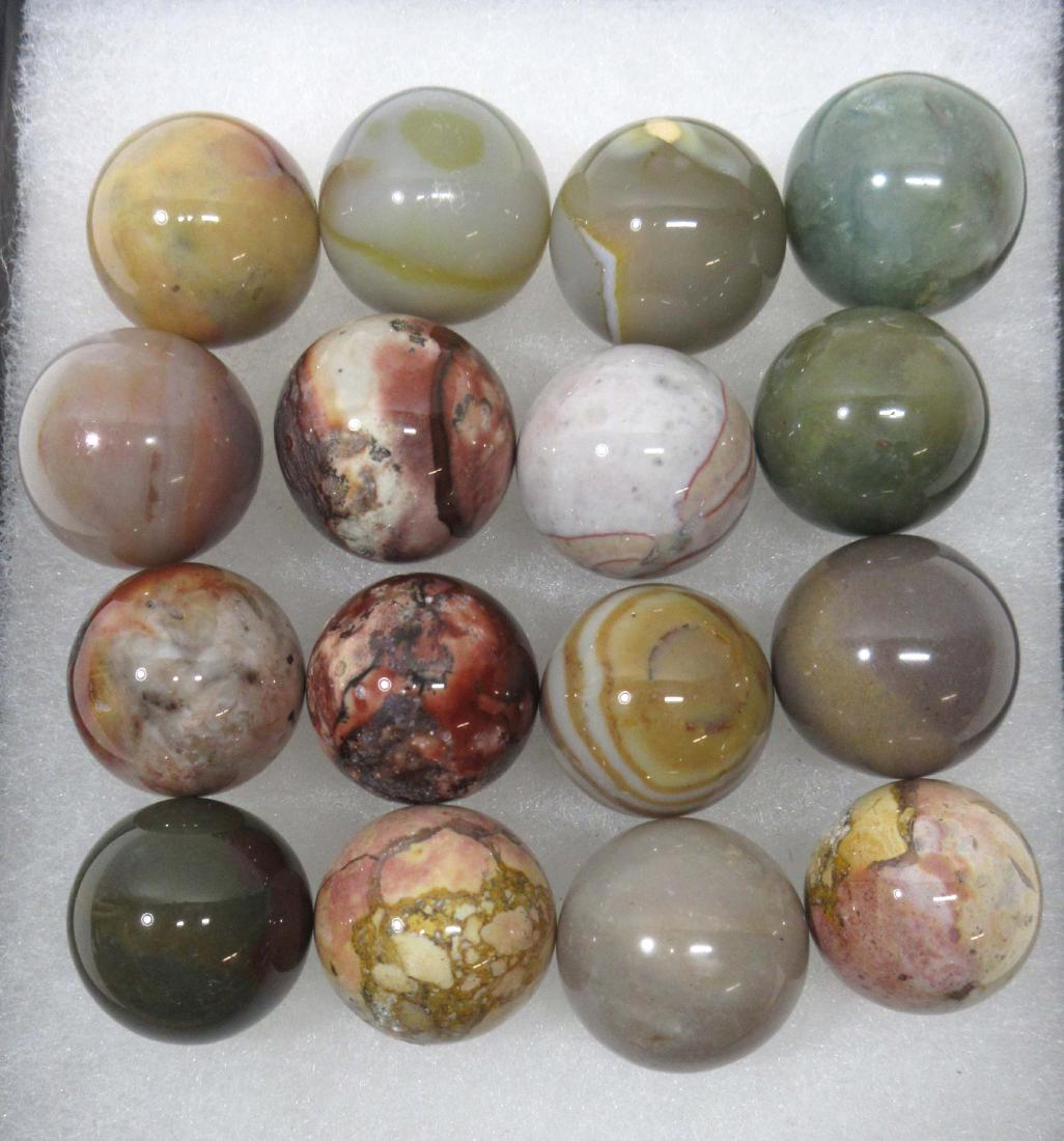(16) 7/8" Polished Stone Marbles: 7/8"