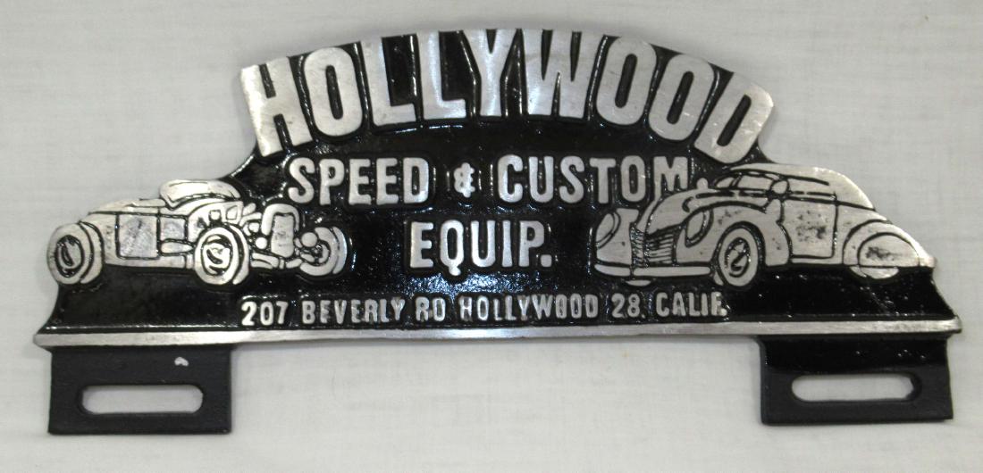 Hollywood Speed & Custom Equip. License Plate Topper: 9 3/4" x 4 1/4"