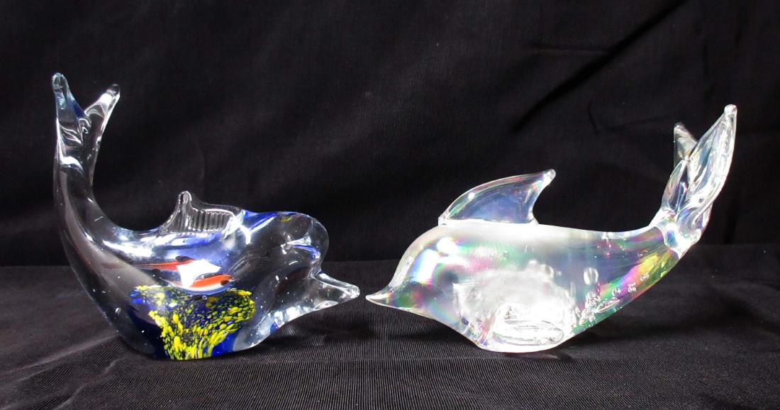 2 Dolphin Paperweights: 5" & 5 1/2"