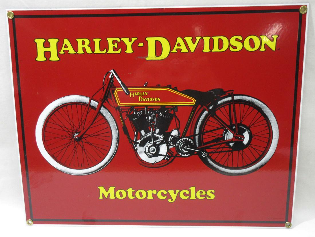 Modern Porcelain Harley Davidson Sign: 11" x 14"