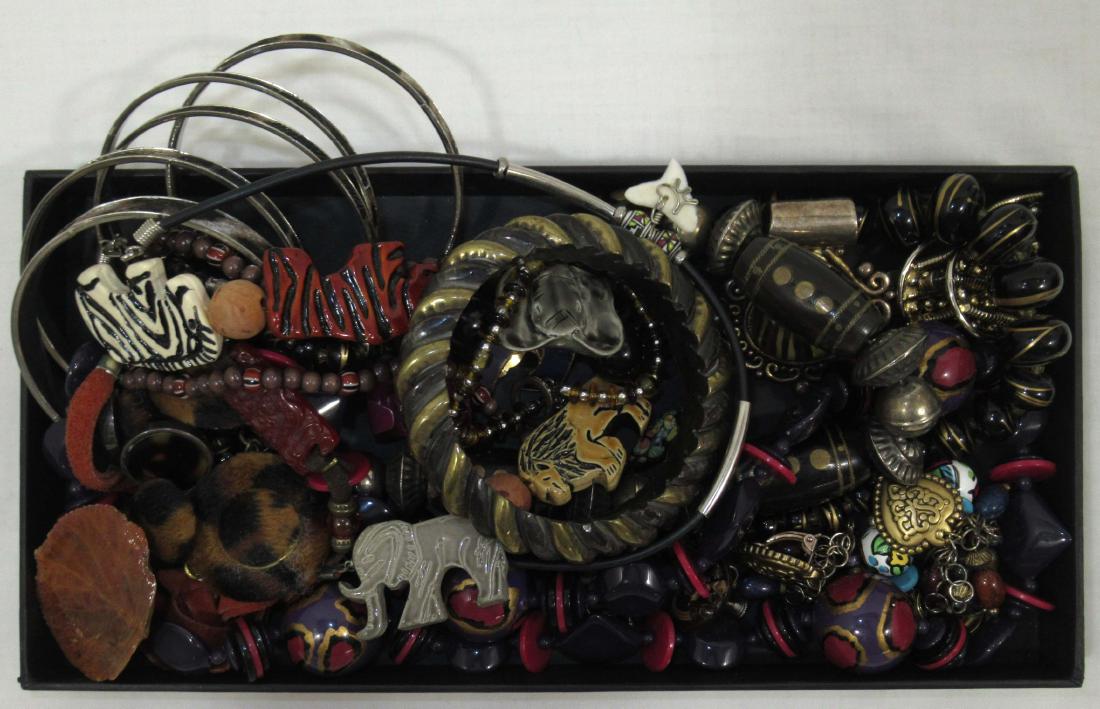 WILD 20pc Fun-Animal Print-Bold Jew: Inc. (3) 18"- 26" Necklaces- (2) 16" Chokers- 20" Animal Bead Necklace- 5 Animal Print Bangles- Wooden Bangle- 6 Pr.'s of Earrings- 2" Tiger Pendant