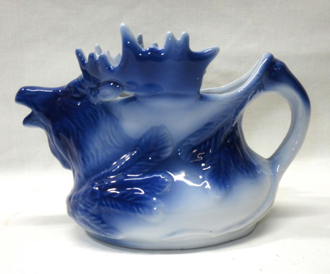 Blue & White Moose Creamer: 5"T x 6 1/2"