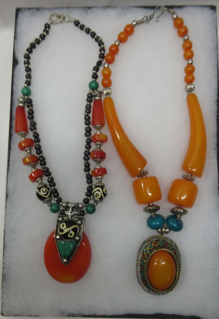 2 Impressive Faux Amber, Turquoise, Malachite Bold: 17" & 18"