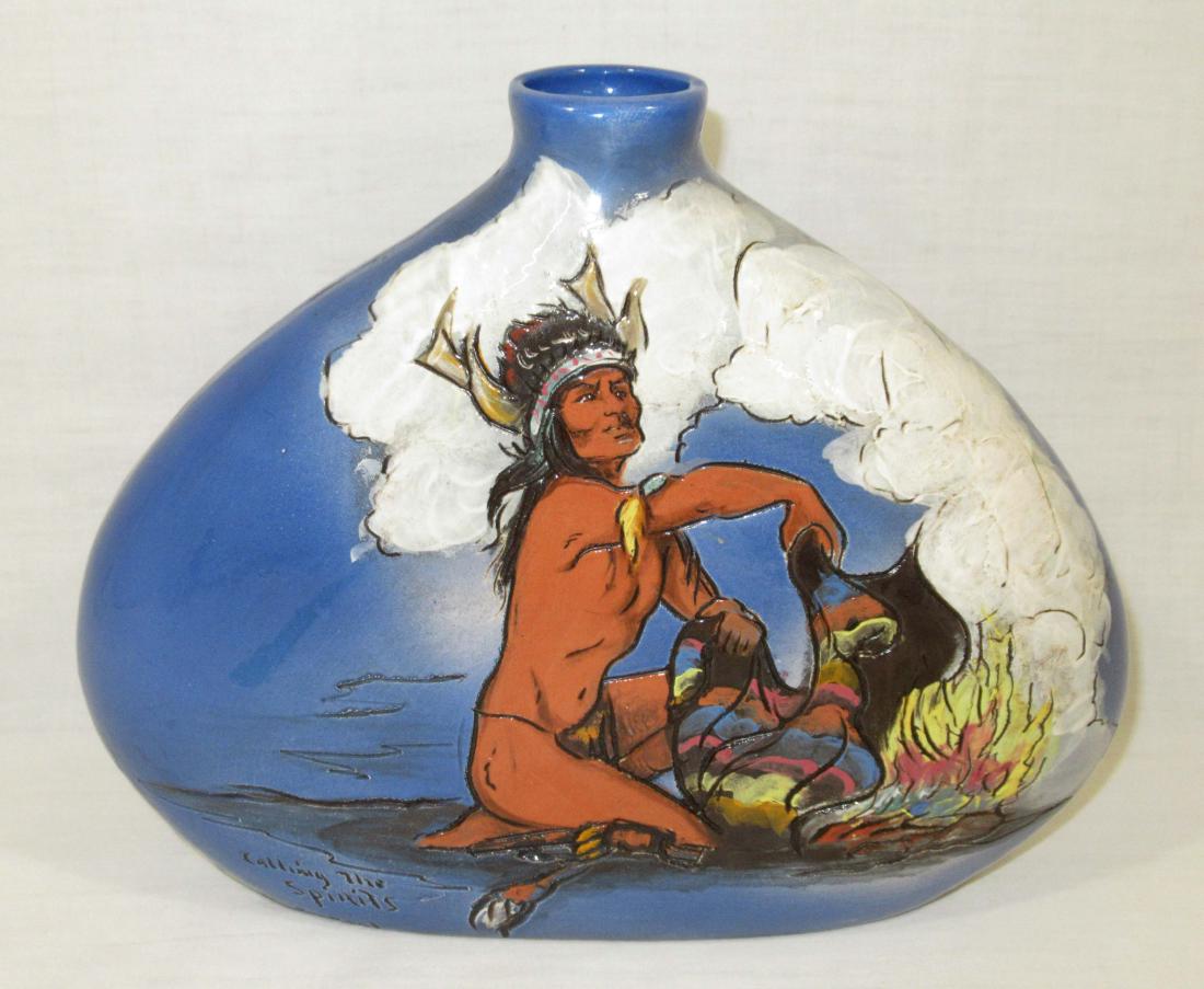Rick Wisecarver Pottery Vase: 8 1/8"T x 10" x 2 1/2"