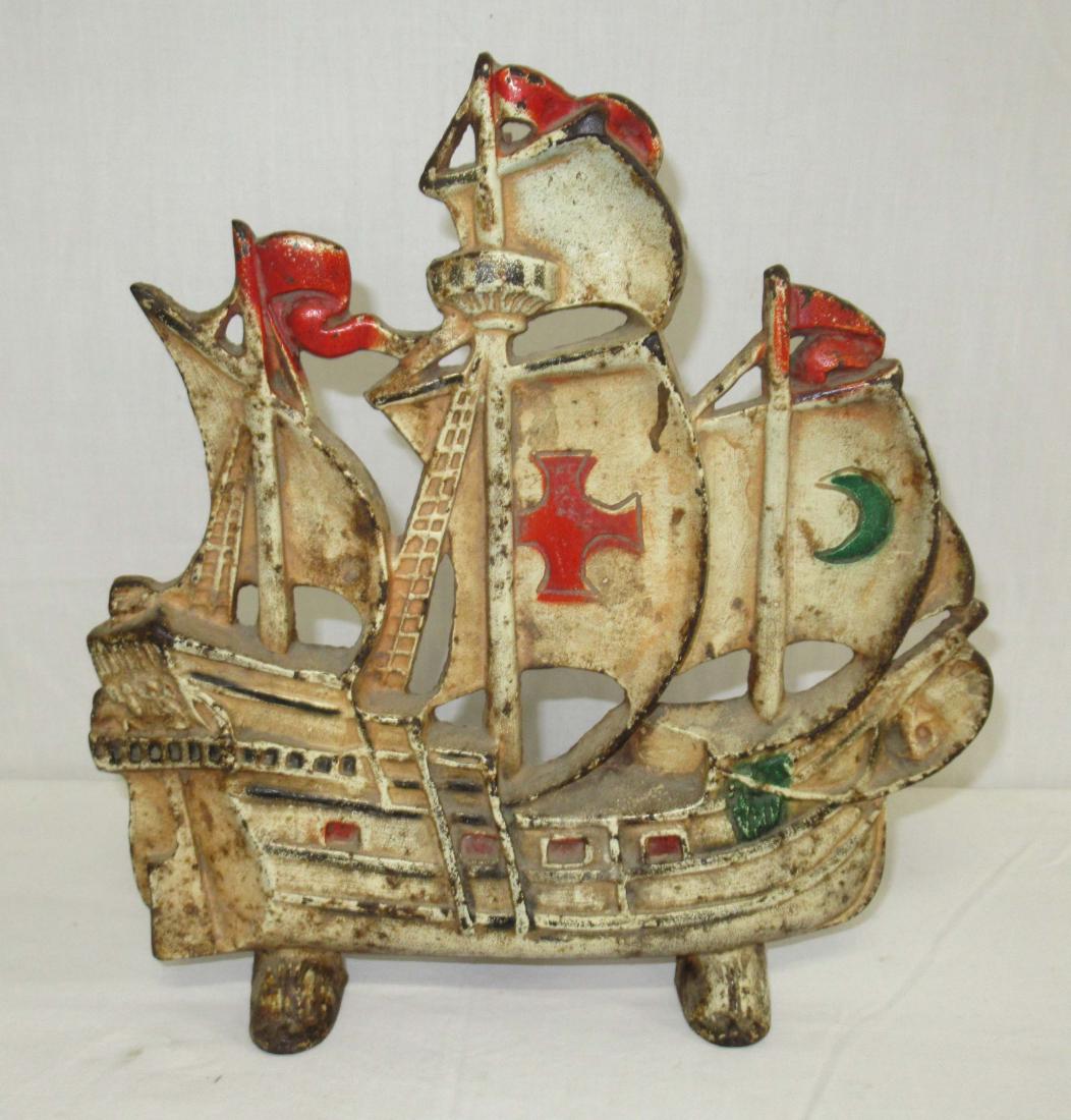 Vtg. Cast Iron Ship Door Stop: 11"T x 10 1/4" x 3 1/4"
