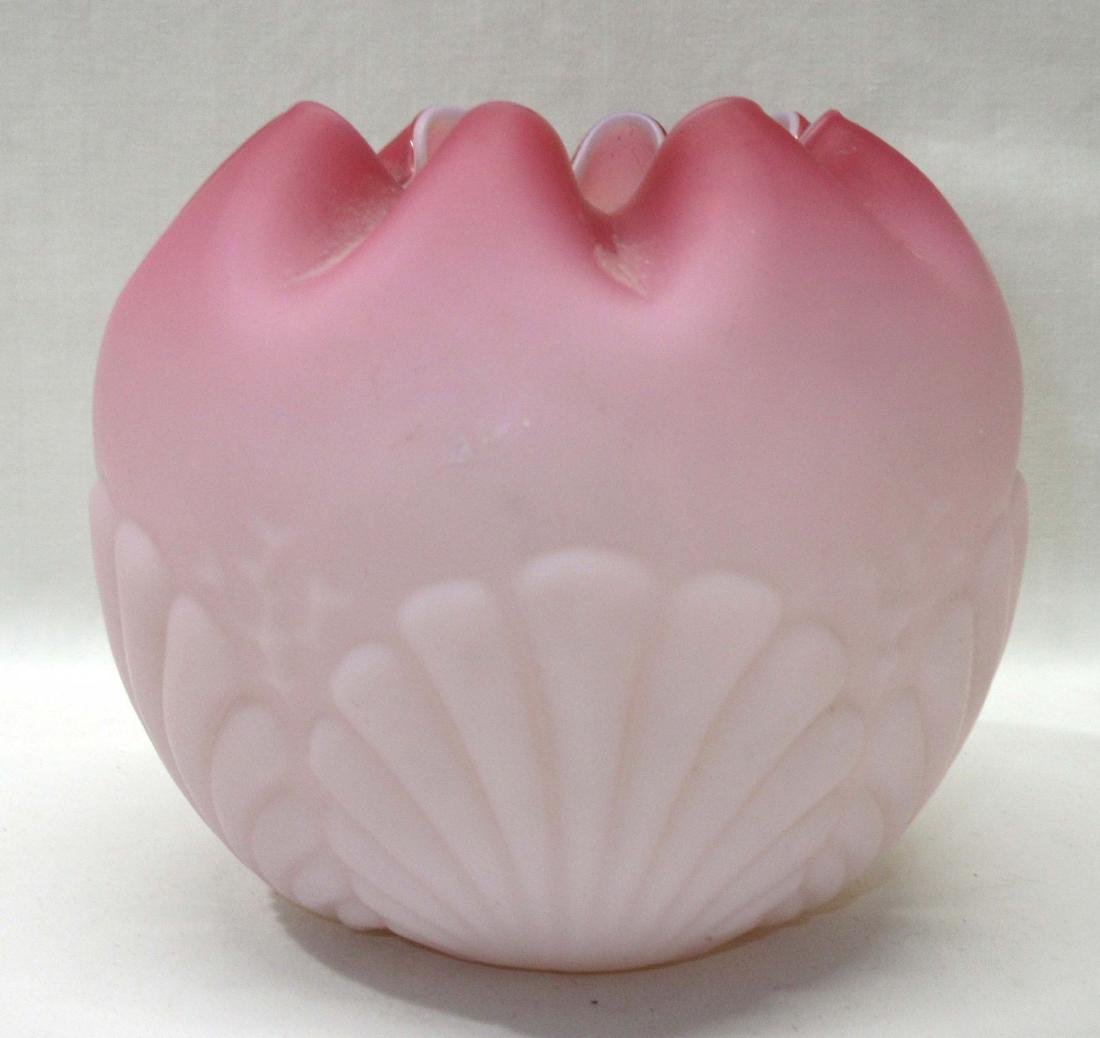 Cased Cranberry Glass Rose Bowl: 5"T x 5 1/2"W
