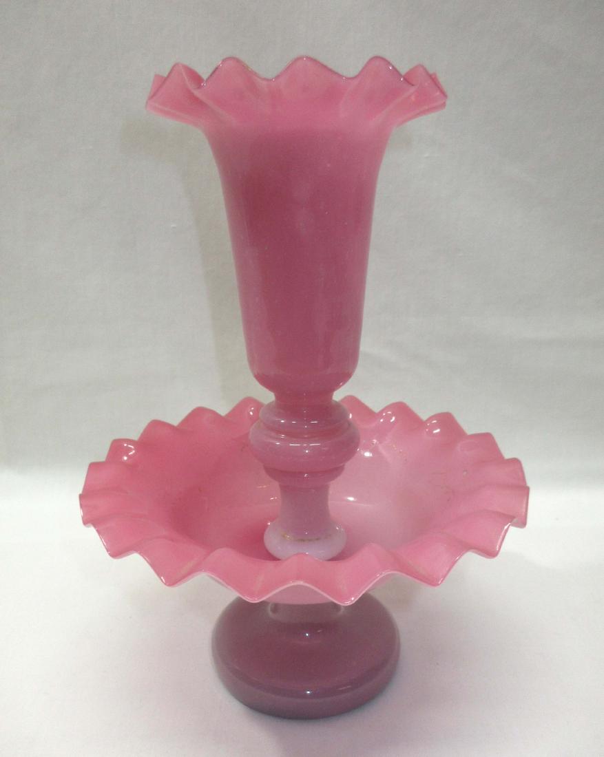 Victorian Cranberry Blown Glass Epergne: 9 1/2" T x 7" W