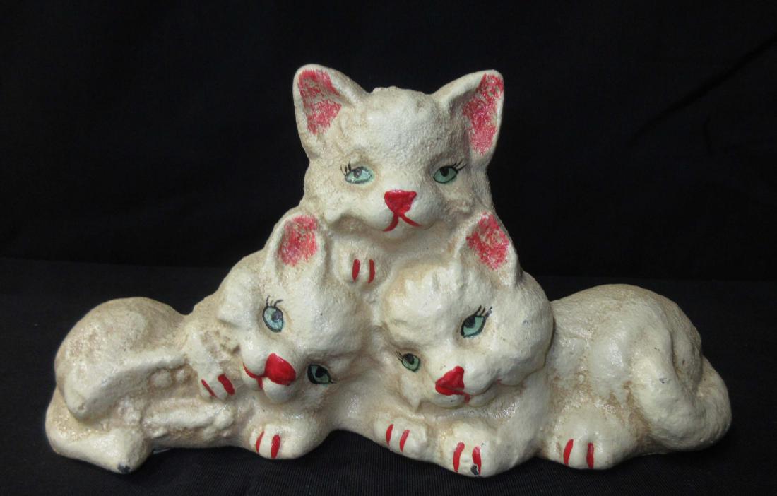 Cast Iron 3 Kitten Door Stop: 4 5/8"T x 8 1/2"L