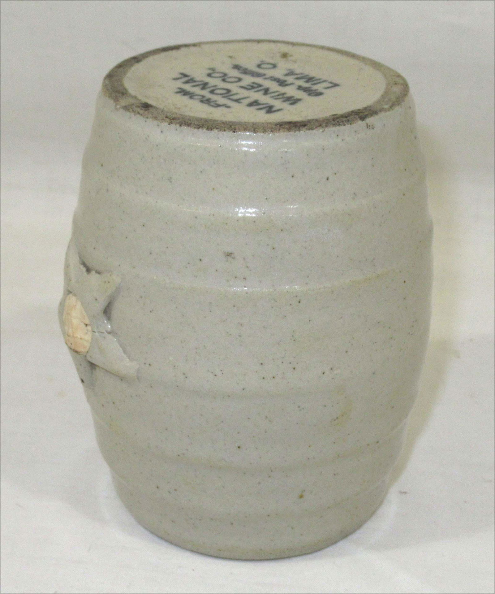 Miniature Stoneware Advertising Barrel Jug (1 of 3)