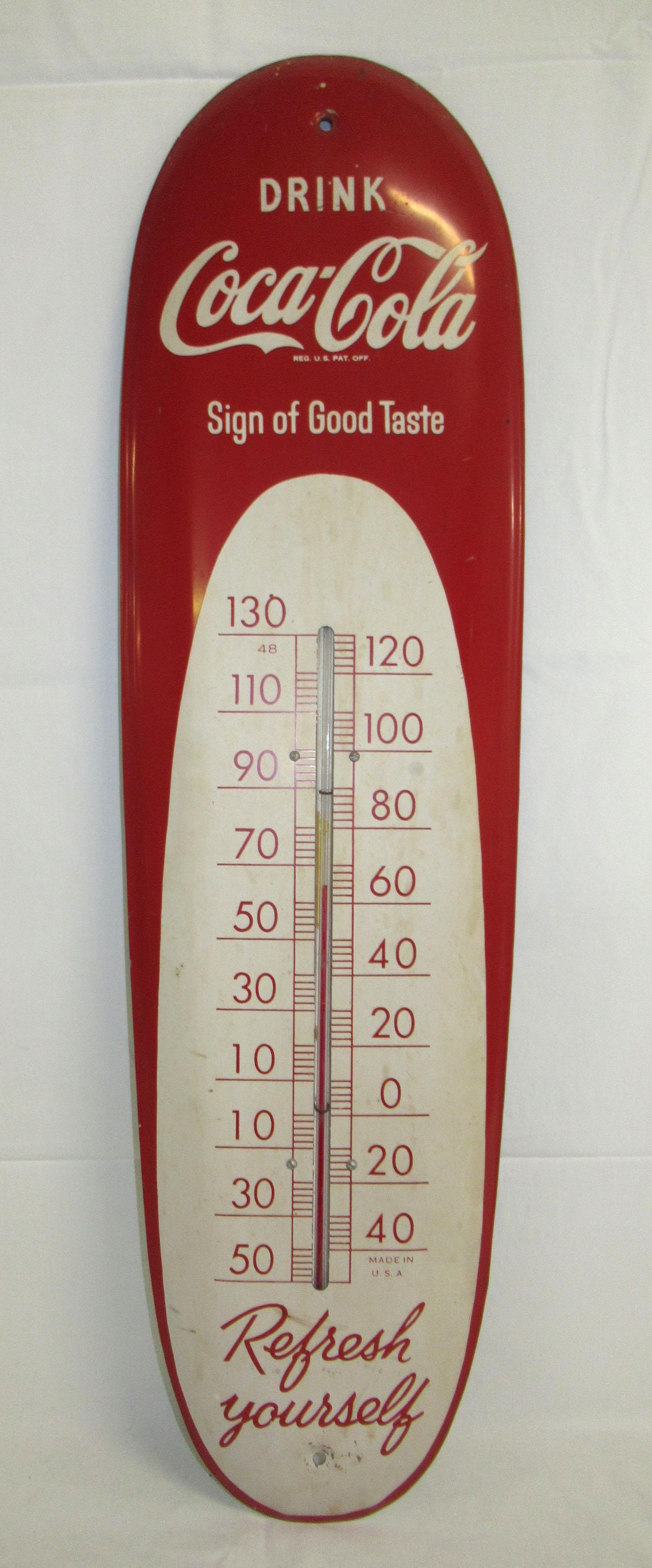Coca Cola Thermometer: 29 7/8" x 7 3/4"
