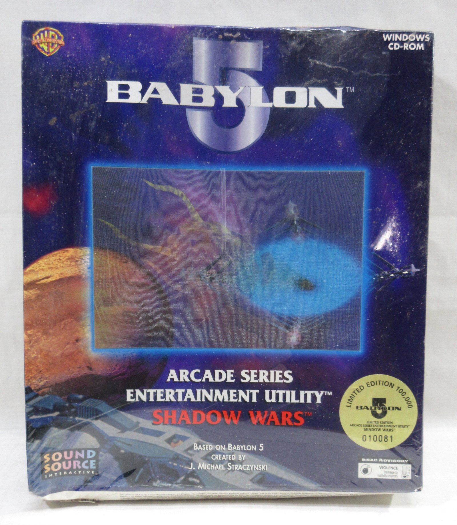 1997 Babylon 5 Arcade Series Shadow Wars, Factory: 9" x 11" box