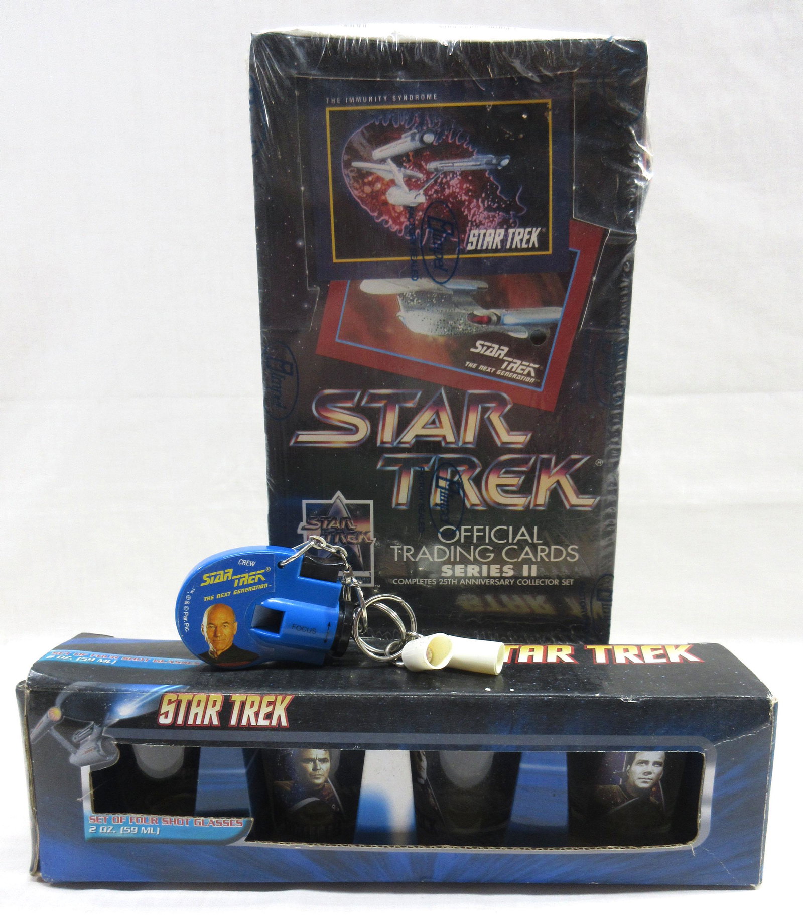 1991 Star Trek Card Set Series 2 & Mini Viewer, Factory: Plus Box of Star Trek Shot Glasses