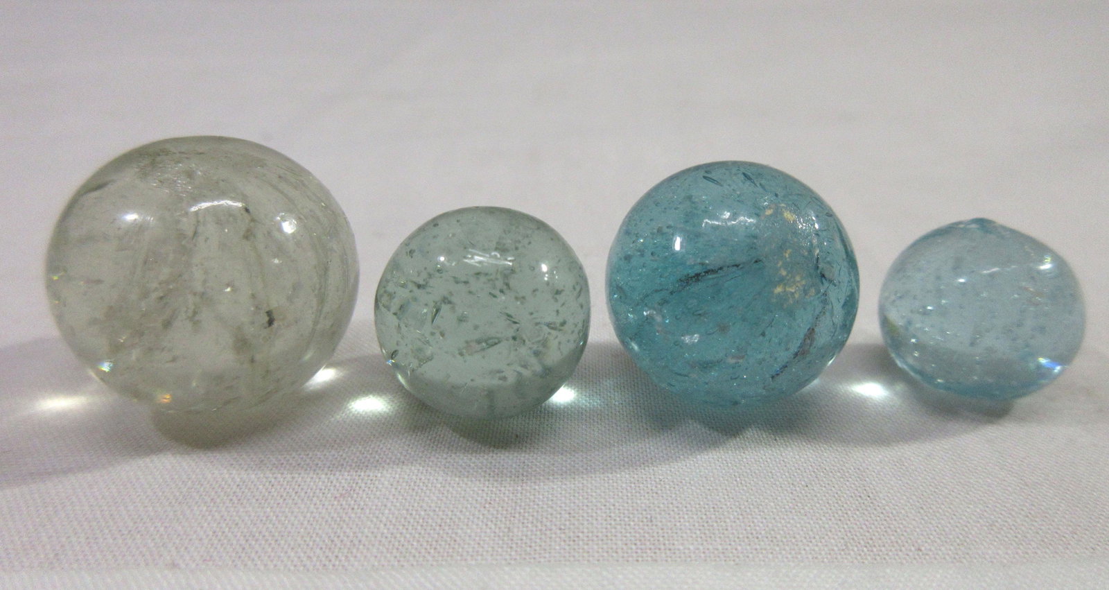 4 Handmade German Mica Marbles: 3/8" - 3/4"