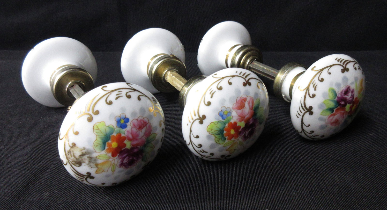 3 Pr H.P. Porcelain Door Knobs: 2" x 5"