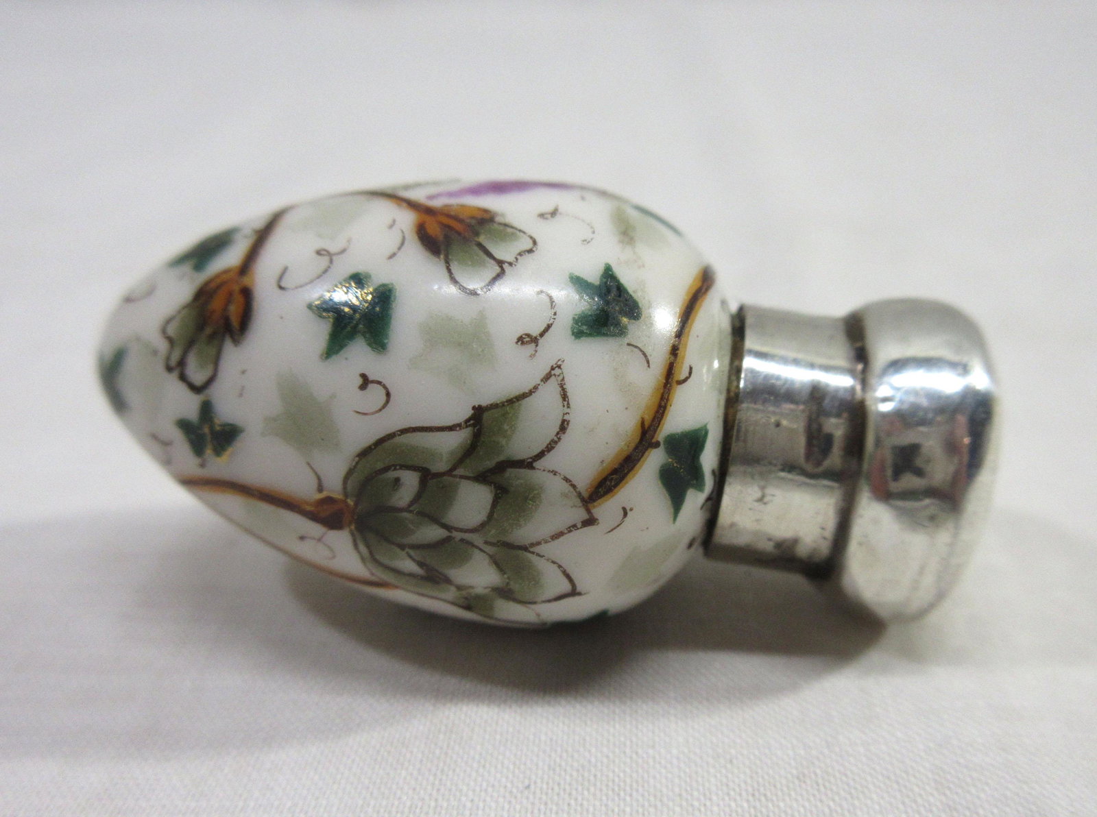 Enameled Perfume w/ Sterling Cap: 1 3/4"