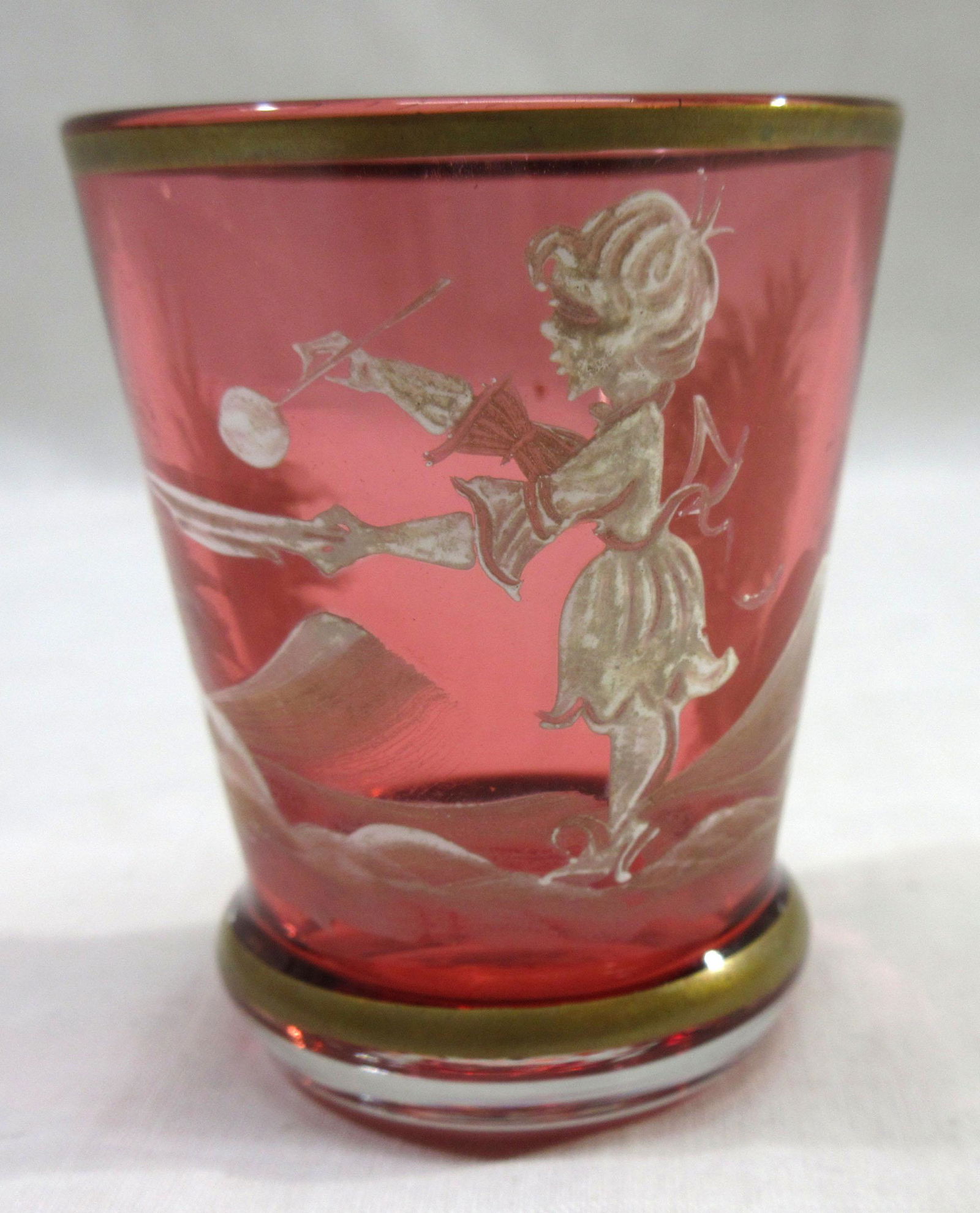 Antique Cranberry Mary Gregory Toothpick Holder: 2"