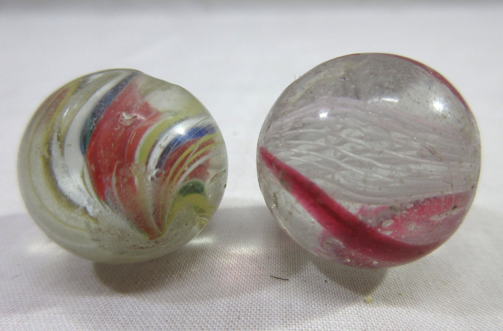 2 German Swirl Marbles: 1/2" & 7/8"