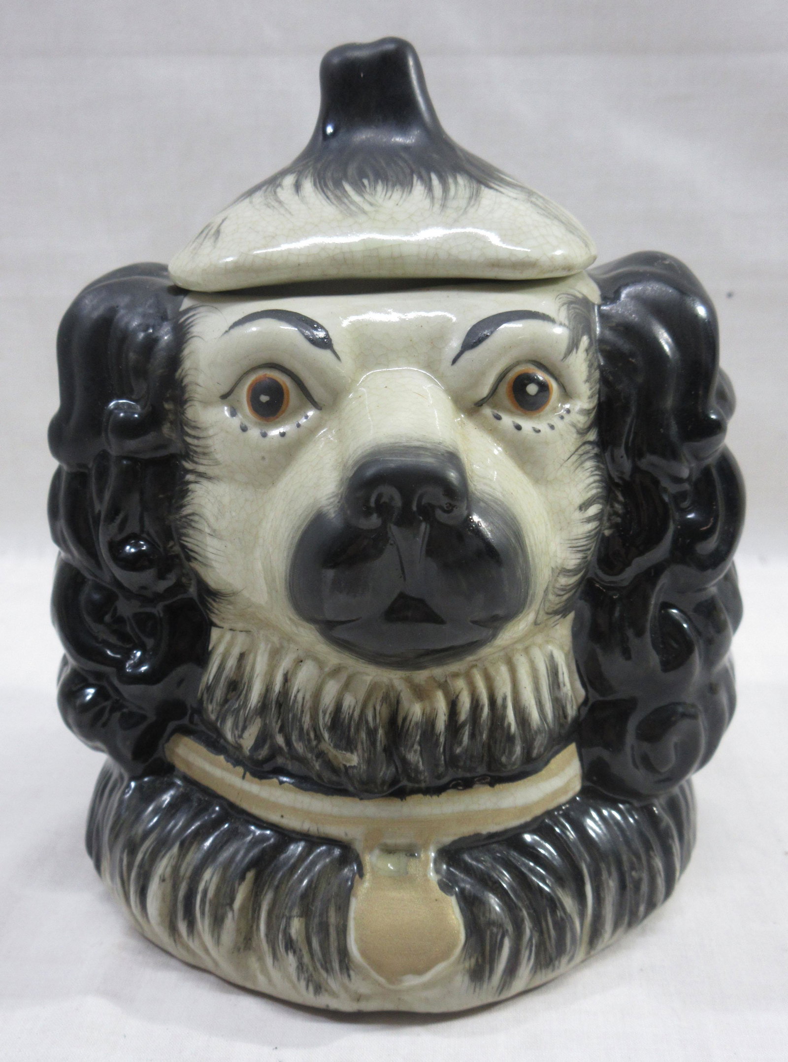 2 Face Dog Tobacco Jar: 6"T x 4 1/2"W