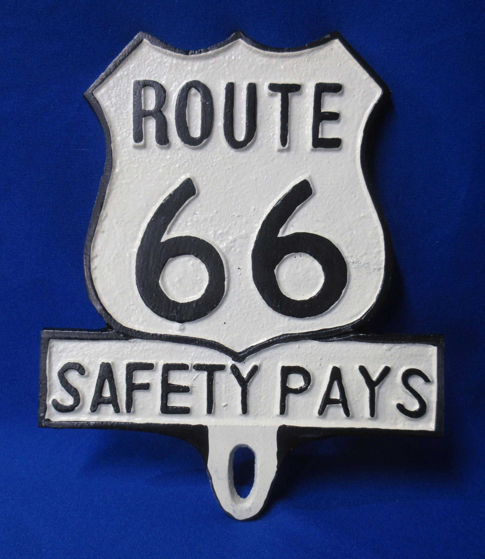 Cast Iron License Plate Topper, Route 66: 5 3/4" x 7"