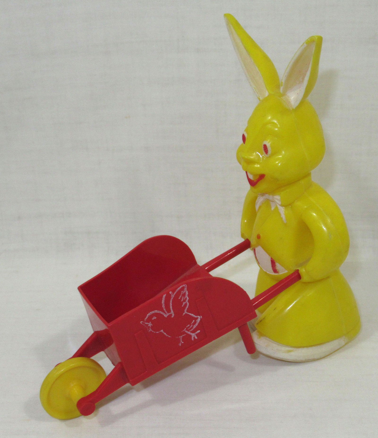 Plastic Easter Bunny & Wheelbarrow: 5 3/4"T