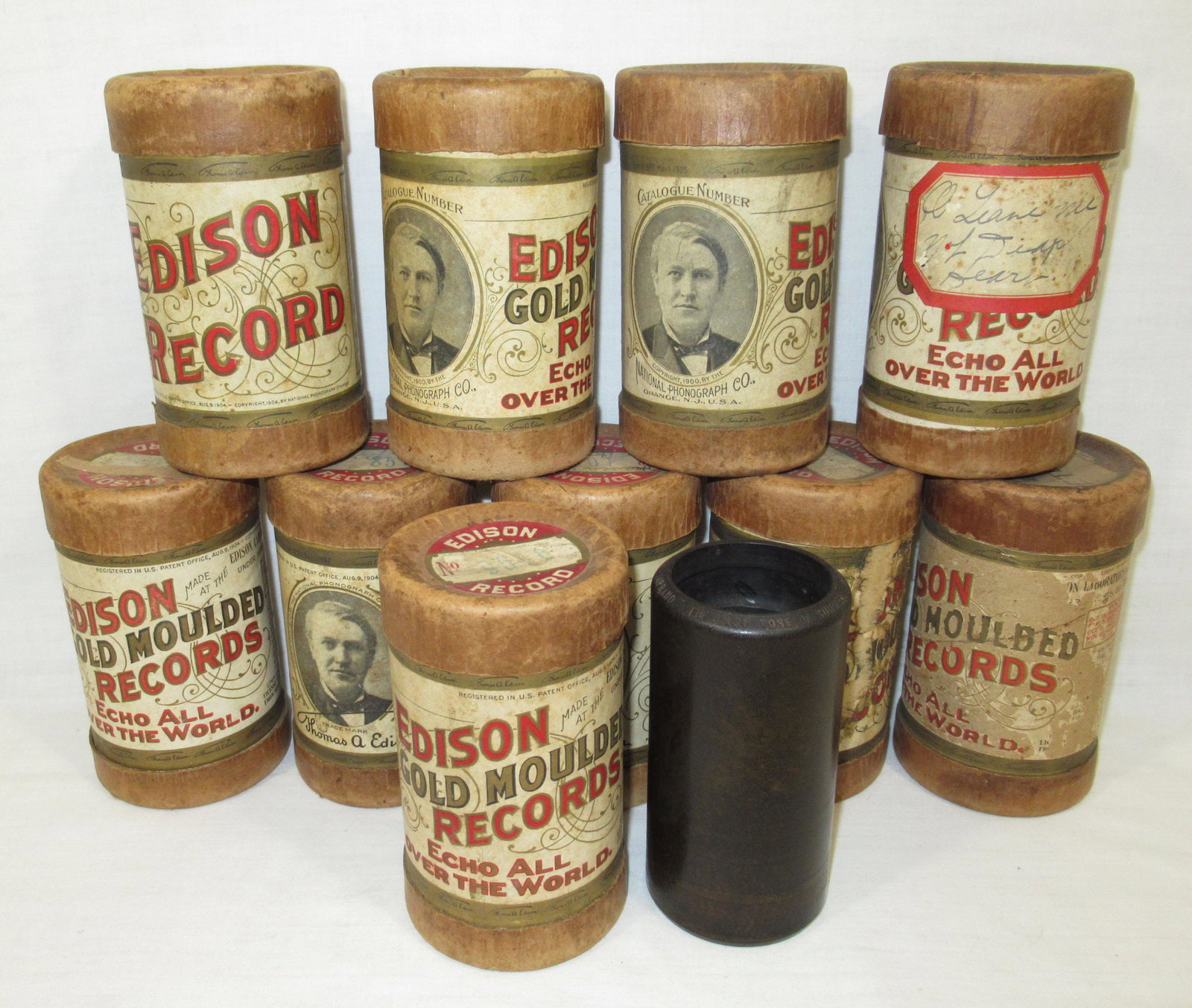 10 Edison Cylinder Phonograph Records: 4 1/4" x 2 1/8" cylinders