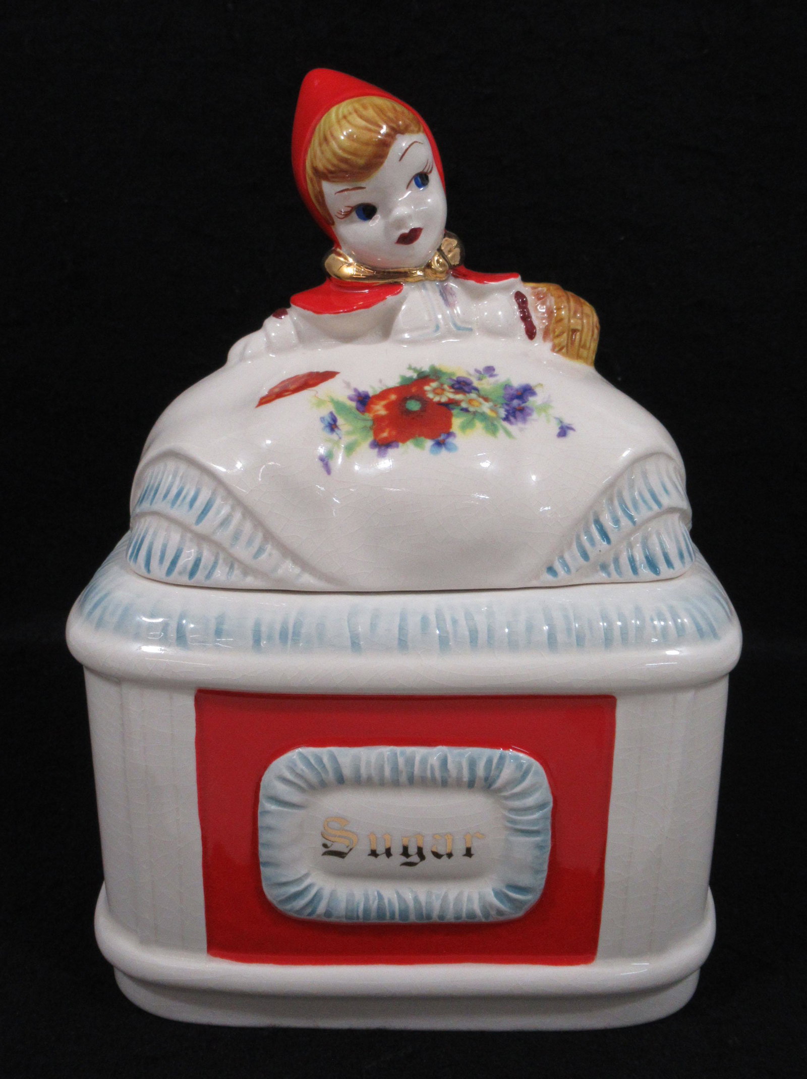 Modern McCoy Red Riding Hood Sugar Canister: 9 1/4"T x 6 1/2" x 4 3/4"