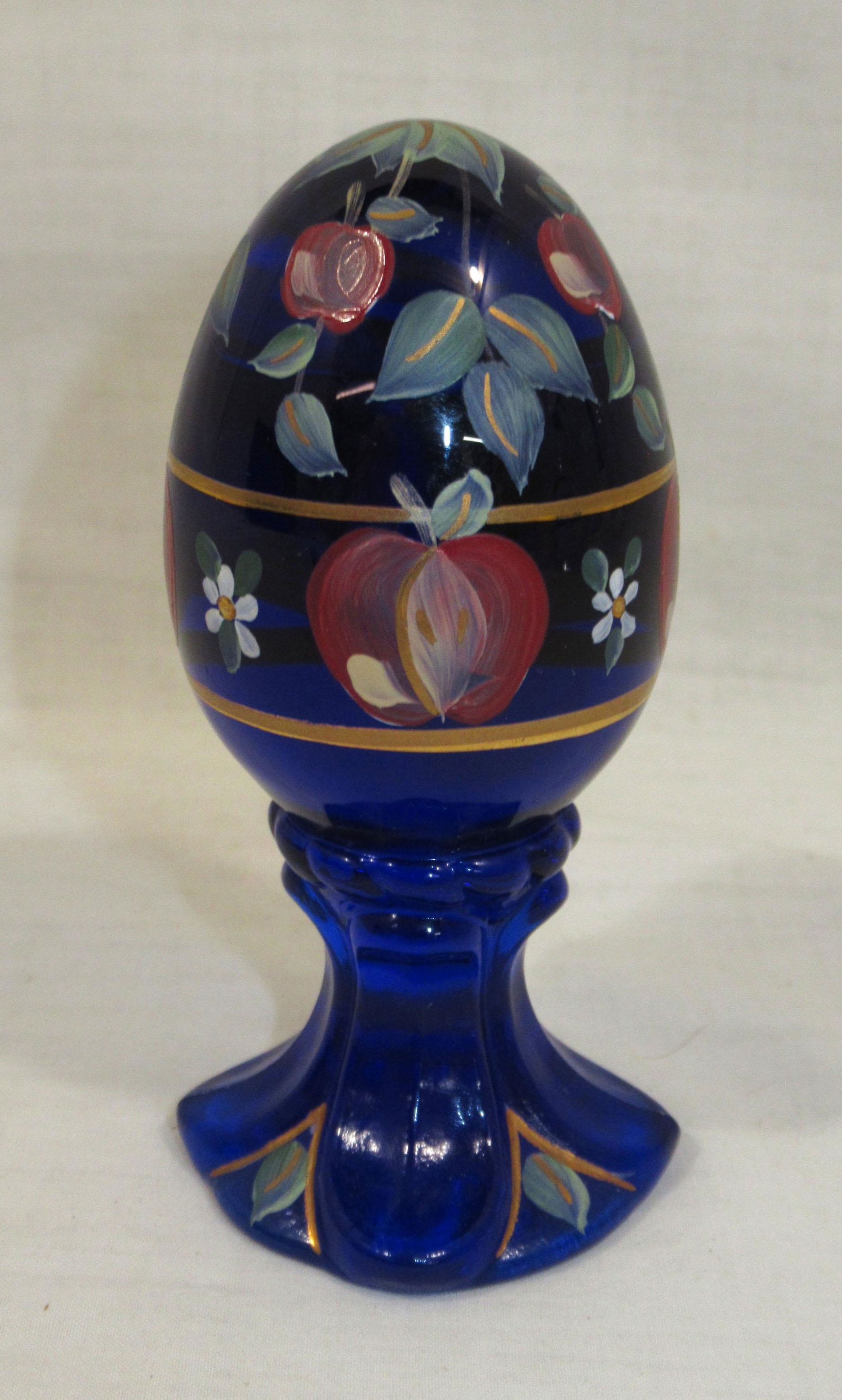 Fenton H.P. Cobalt Egg: 3 3/4"T