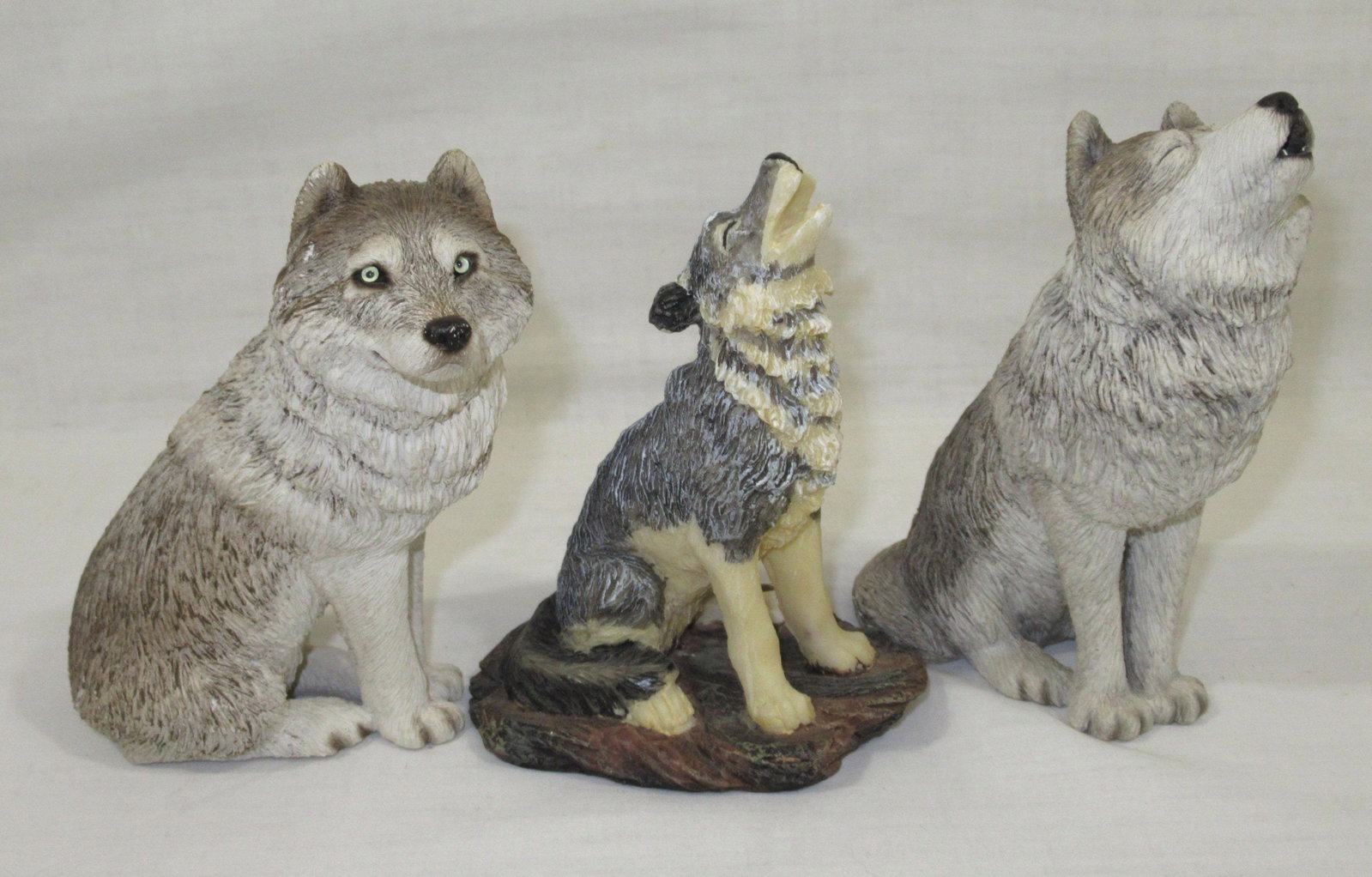 3 Wolf Figures: 4 3/4"T - 5 1/2"T