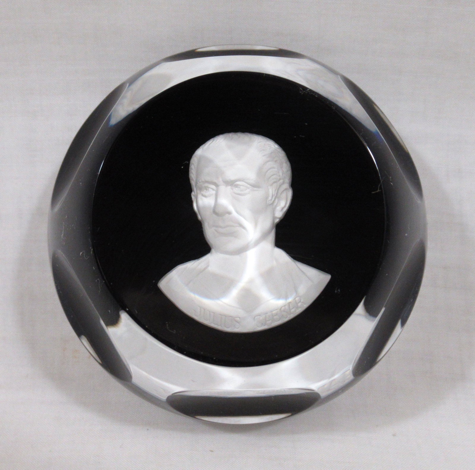 Sgnd Baccarat Paperweight, Julius Caesar: 1 3/4"T x 2 7/8"W