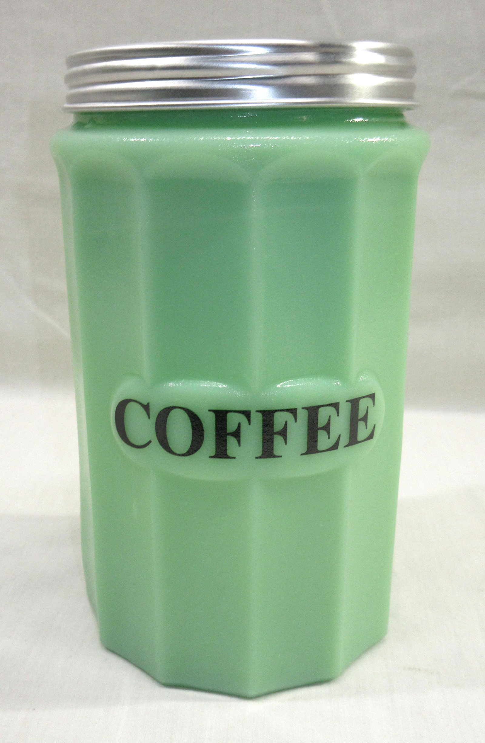 Jadeite Coffee Canister: 7"T x 4"W
