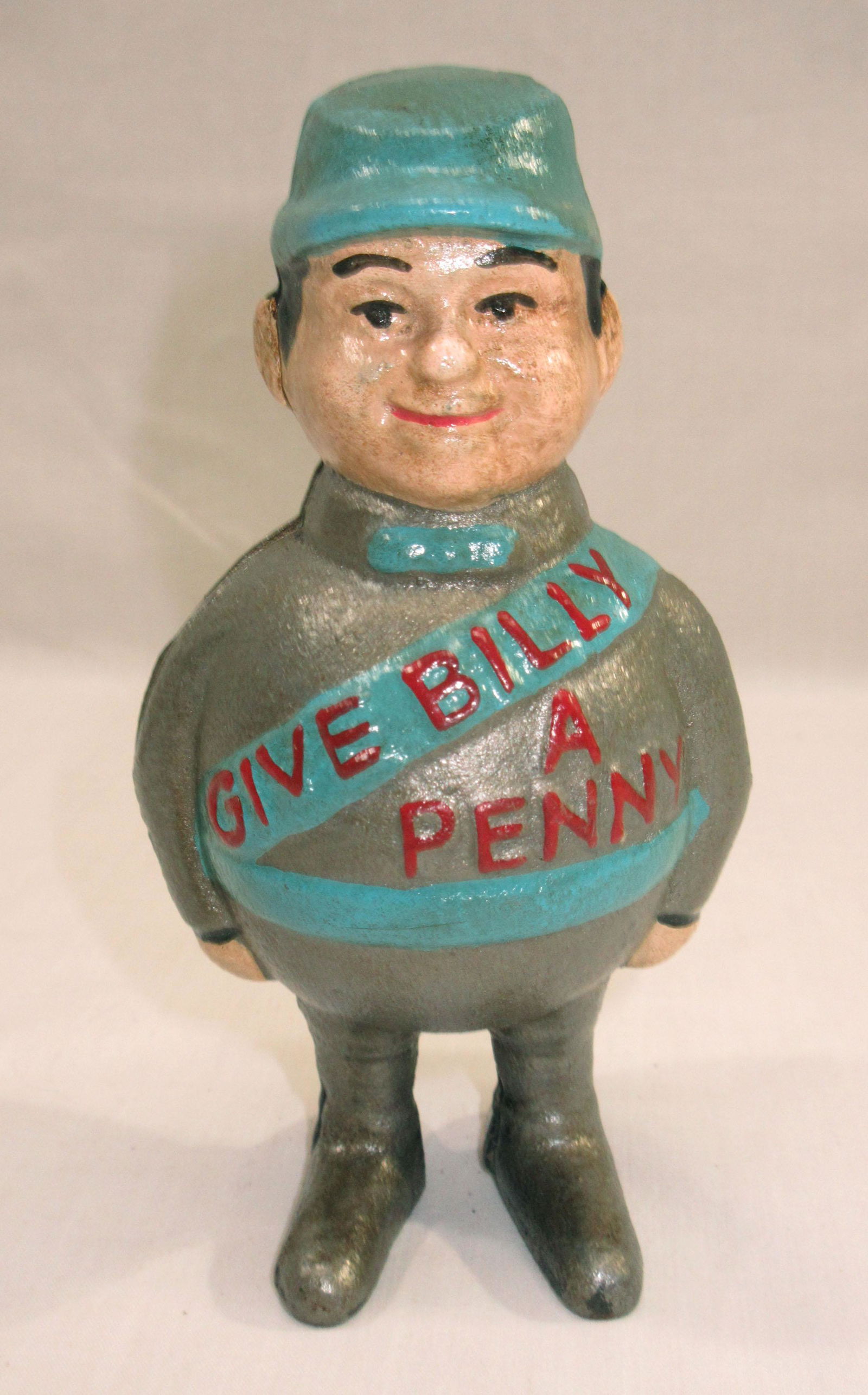 Cast Iron Billy Penny Bank: 5"T x 3"W