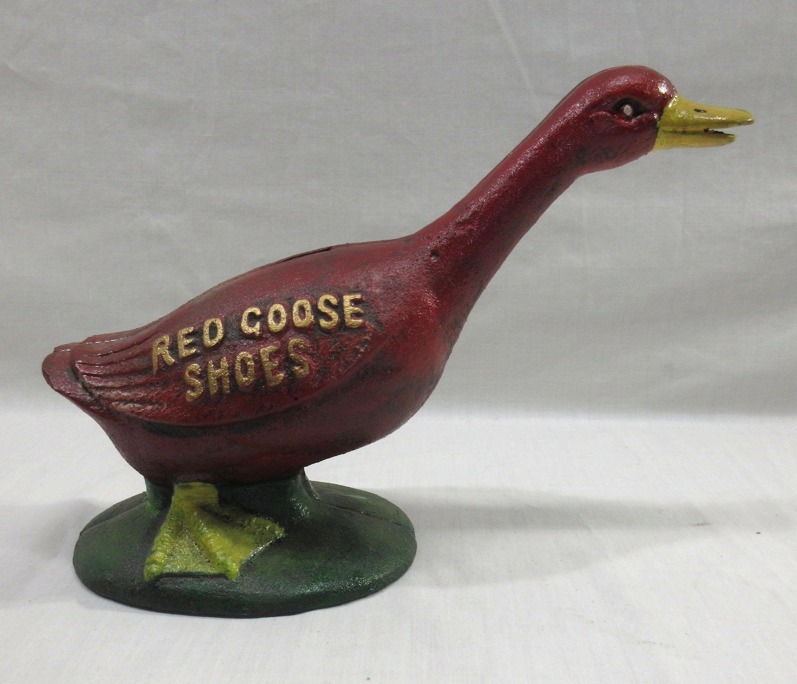 Modern Cast Iron Red Goose Shoes Bank: 6 3/4"T x 10"L