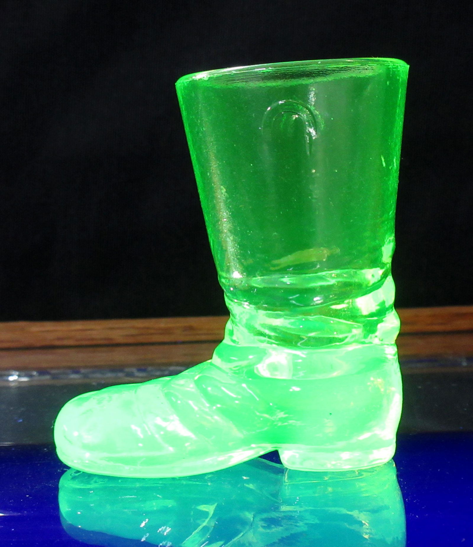 Vaseline Glass Boot Toothpick Holder: Boyd 2 5/8"T x 2 3/8"L