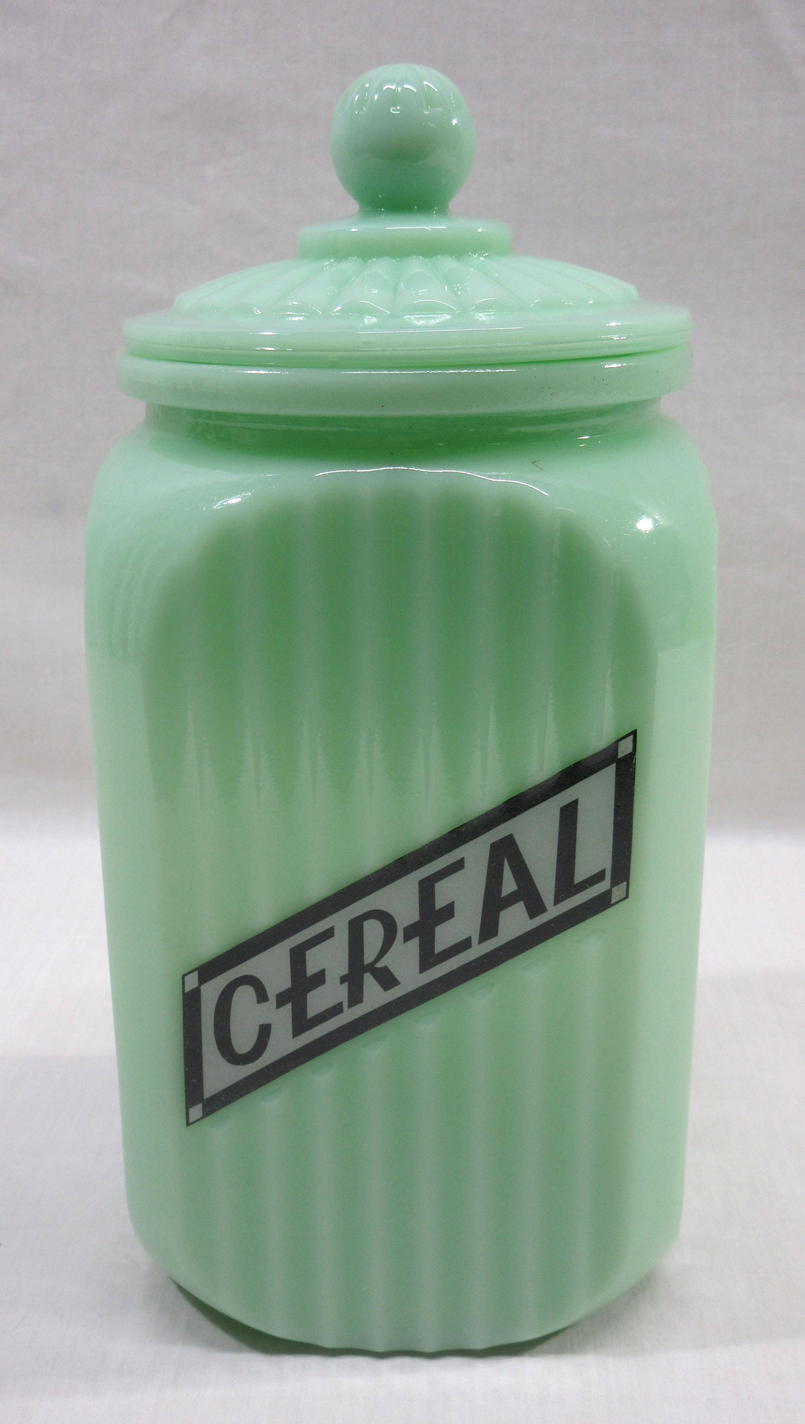 Modern Jadeite Cereal Canister: 8 1/2"T x 4 1/4"W