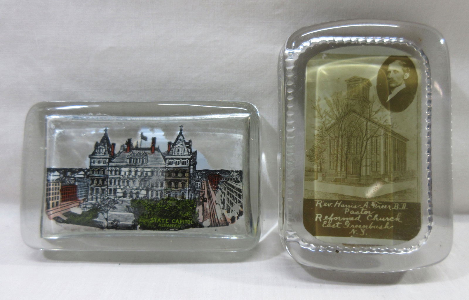 2 Glass Paperweights: 2 5/8" x 4 1/4" & 2 5/8" x 4"